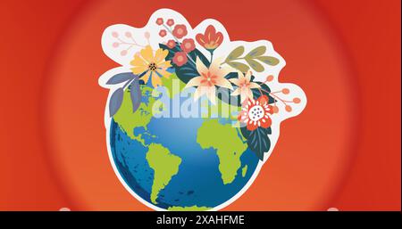 Image of red circle on red background Stock Photo