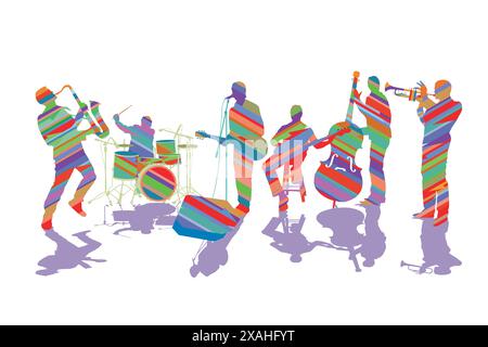 Music group on stage isolated illustration Stock Vector