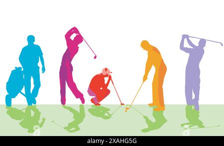 Golfer on the golf course illustration Stock Vector