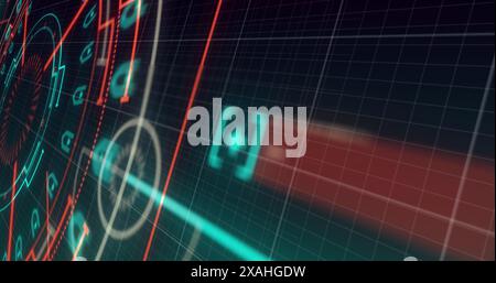 Image of processing circle over dark green background, copy space Stock Photo