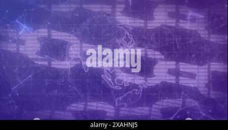Image of computer data processing over globe and chains Stock Photo