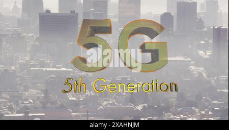 Image of 5g 5th generation text over cityscape Stock Photo