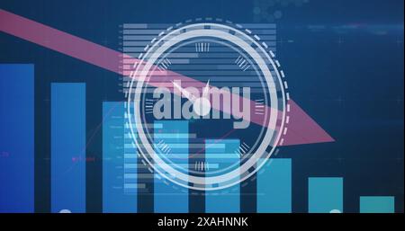 Image of envelope over binary coding on blue background Stock Photo