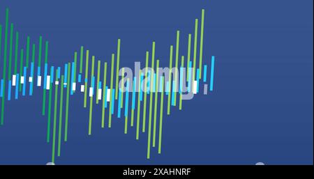 Image of statistical data processing against blue background, copy space Stock Photo