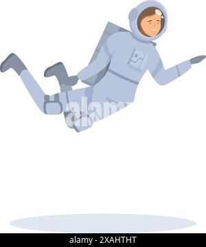 Female astronaut is floating in the vast expanse of space, enjoying the feeling of weightlessness Stock Vector