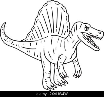 Spinosaurus Dinosaur Isolated Coloring Page  Stock Vector