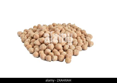 In the photo, chickpeas, large peas grown in Uzbekistan, lie in a heap. Stock Photo