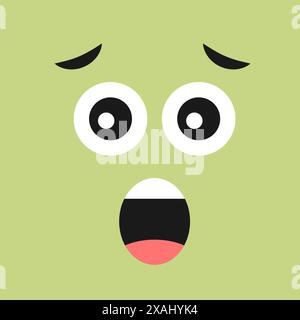 Scared face with open mouth on color background. Vector illustration Stock Vector