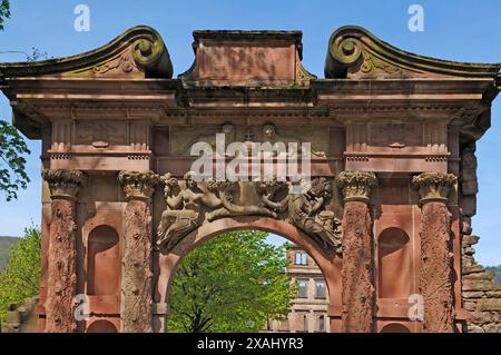 Detail of the Elisabeth Gate, 1615, castle ruins, castle courtyard, Heidelberg, Baden-Wuerttemberg, Germany Stock Photo