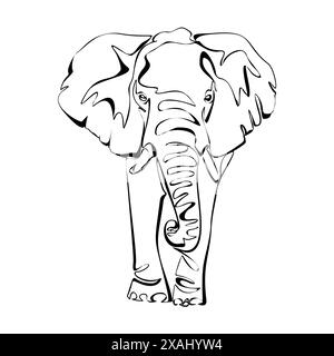 One continuous line drawing of a elephant. Animal concept. Single line draw design vector graphic illustration. Stock Vector