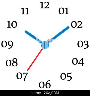 Vector illustration of mechanical clock. Clock face on white background. Stock Vector