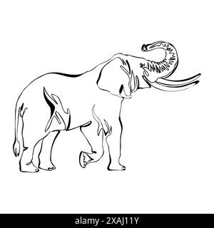 One continuous line drawing of a elephant. Animal concept. Single line draw design vector graphic illustration. Stock Vector