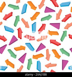 Seamless pattern with colorful isometric arrows. Vector illustration Stock Vector