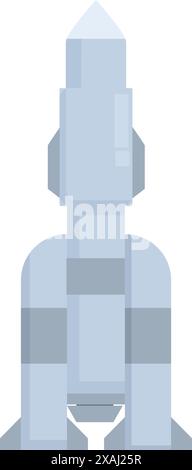 Cartoon style illustration of a space rocket standing on a launchpad, ready for take off Stock Vector