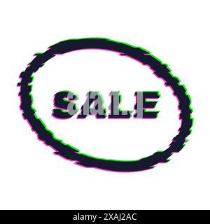 Distorted glitch sale banner with error effect on the edges and in text. Vector illustration. Stock Vector