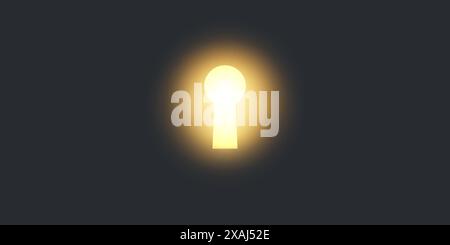 Hope, Curiosity or New Solution, Freedom Concept - Key Hole on Dark  Wall with Shiny Bright Light Coming Through from Outside - Template for Business, Stock Vector