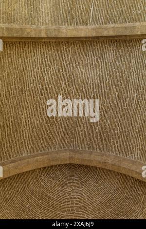 photography of a brick ceiling surface, ancient beige brown stone textured background Stock Photo