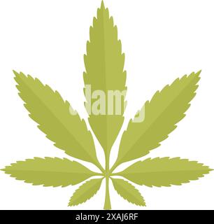 Green cannabis leaf with seven leaflets representing recreation and medical use Stock Vector