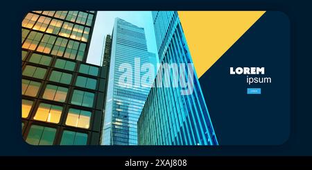 Web Design Elements - Header or Banner, Multi Purpose Design Template with Skyscraper, Urban Theme Stock Vector