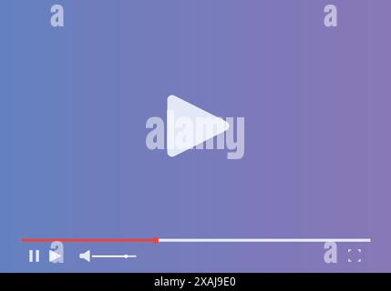 Video player is displaying a play button with a progress bar below Stock Vector