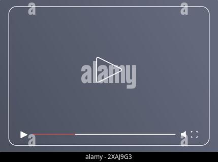 Video player is displaying a play button, progress bar, and volume control Stock Vector