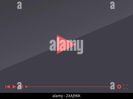 Simple video player is showing a red play button, with a dark background Stock Vector