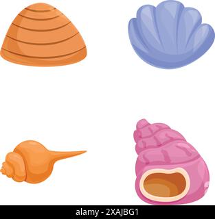 Vector illustration set featuring various colorful seashells, ideal for marinethemed projects Stock Vector