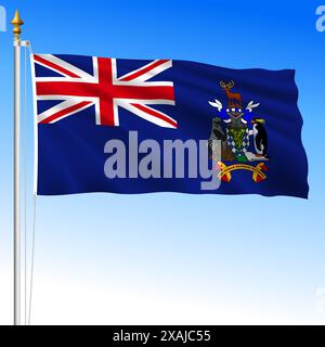 South Georgia and South Sandwich islands, official national waving flag, vector illustration Stock Vector