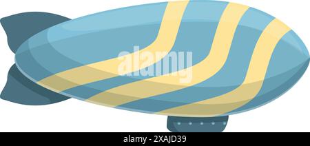 Blue and yellow zeppelin floating in the air, side view of airship Stock Vector