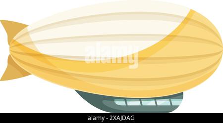 Yellow and white zeppelin airship flying through the sky Stock Vector