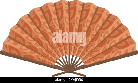 Traditional japanese fan featuring a floral pattern, used for cooling down during hot weather Stock Vector