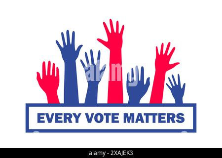 People's hands raised up. Every vote matters. Voting and election ...