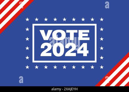 Vote 2024. USA Presidential Elections Event Banner, card, poster design with American colors and typography. Vote day, November 5. US Election Stock Vector