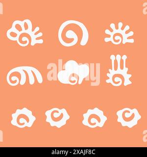 Peach fuzz botanical set texture vector motif with color of the year two tone effect. Soft fresh modern design for hand drawn illustration collection Stock Vector