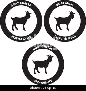 Goat milk and goat cheese seal on a white background Stock Vector