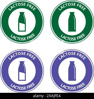 Lactose free signs on a white background with copy space Stock Vector