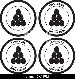 Farm eggs quality seal on a white background with copy space Stock Vector