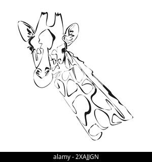 Continuous one line drawing. Giraffe head symbol. Logo of the giraffe. Wild animal. Vector illustration. Wildlife Stock Vector