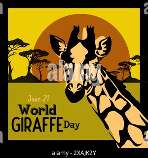 World Giraffe Day. June 21. Holiday concept. Template for background ...