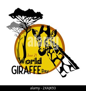 World Giraffe Day. June 21. Holiday concept. Template for background, banner, card, poster with text inscription. Vector illustration Stock Vector