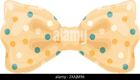 Elegant yellow bow tie with colorful polka dots, adding a touch of sophistication to any formal occasion Stock Vector