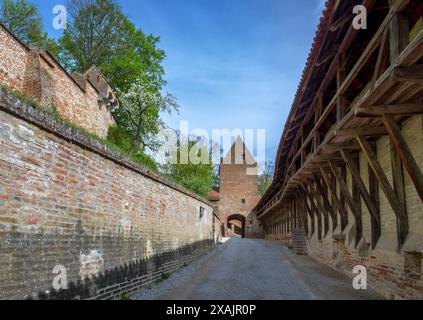 The battlements of the historic Trausnitz Castle in Landshut, Lower Bavaria, Bavaria, Germany, Europe Stock Photo