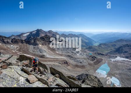 Ridnaun, Province of Bolzano, South Tyrol, Italy. Ascent to the Becherhaus, the Ridnaun valley in the background Stock Photo