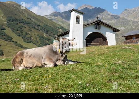 Austria, Komperdell Chapel in Serfaus. Stock Photo