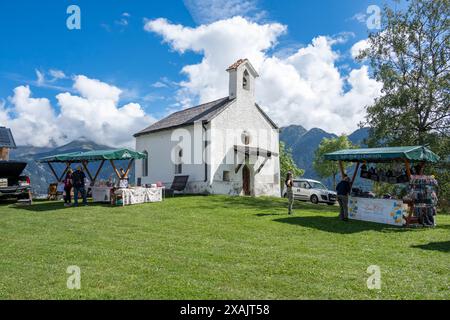 Austria, Serfaus-Fiss-Ladis, Serfaus, Chapel of St. Sebastian, Rochus. Stock Photo