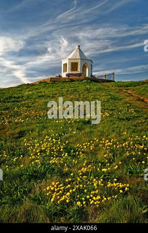 UK, Cornwall, Newquay, Coastguard Lookout on Towan Head. Stock Photo