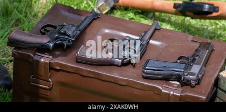 World war two British and american side arms. Stock Photo