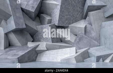 Abstract concrete geometric shapes are forming a background wall design Stock Photo