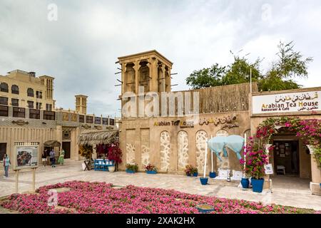 Arabian Tea House, Al Fahidi Historical Neighborhood, Al Bastakiya, Dubai, United Arab Emirates, Middle East, Asia Stock Photo