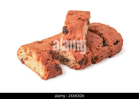 Shortbread cookies with raisins in bulk isolated on white background Stock Photo